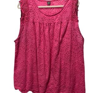SHEIN Pink Eyelet Tank Top